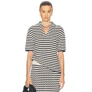 ALC Logan Zig Zag Knit Short Sleeve Collared Top XS  NWT Knit Sweater Nautical